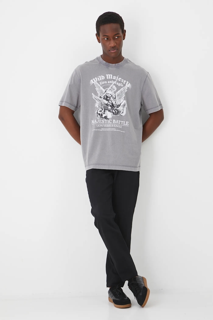 T-shirt bawełniany męski z nadrukiem kolor szary RS25-TSM403 szary RS25