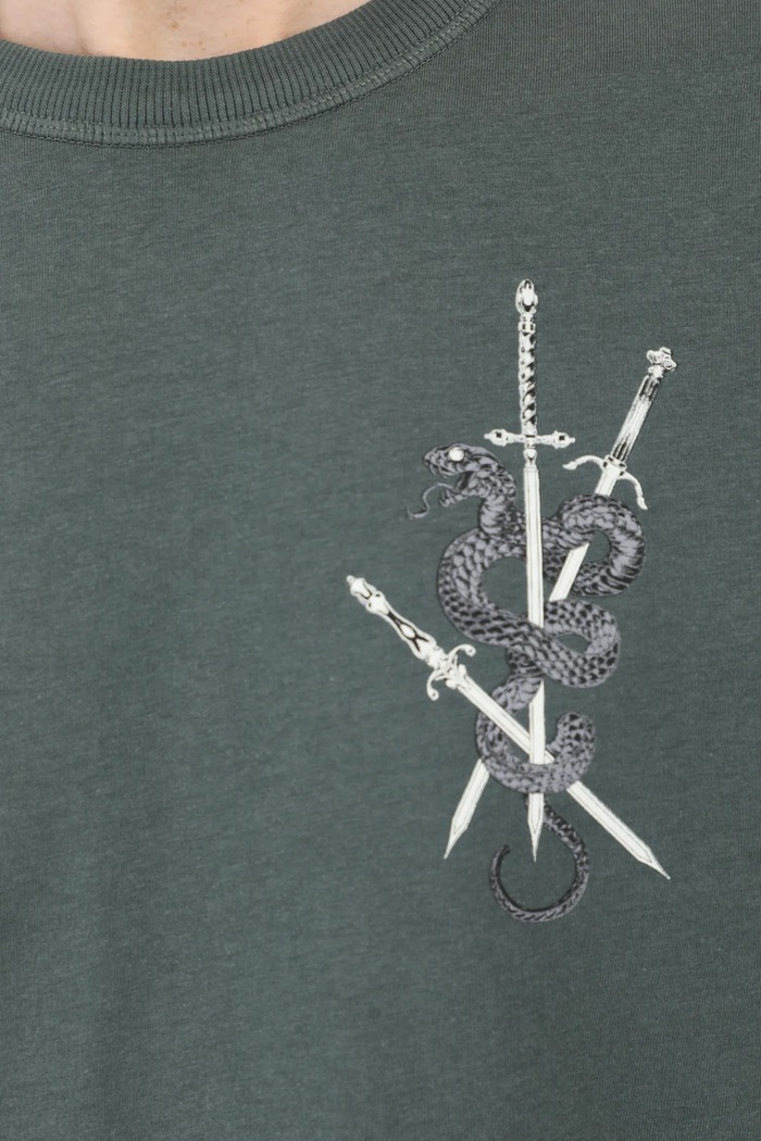 T-shirt bawełniany męski z nadrukiem kolor zielony RS25-TSM406 zielony