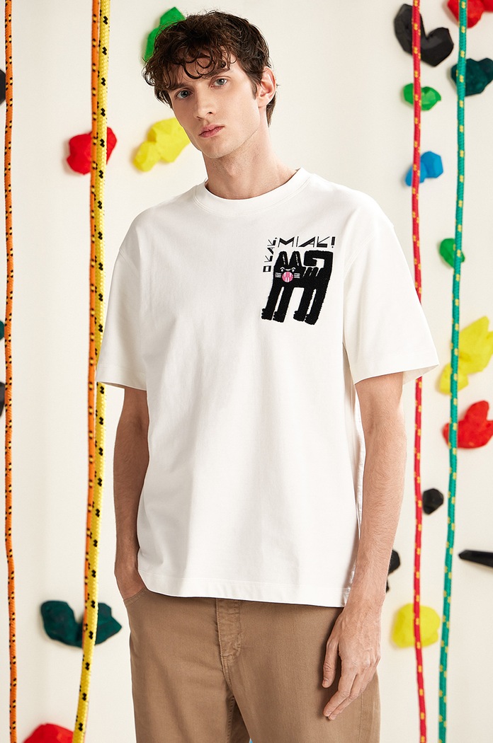 T-shirt bawełniany męski by Aga Serwicka, Grafika Polska kolor beżowy okrągły beżowy RS25-TSM459