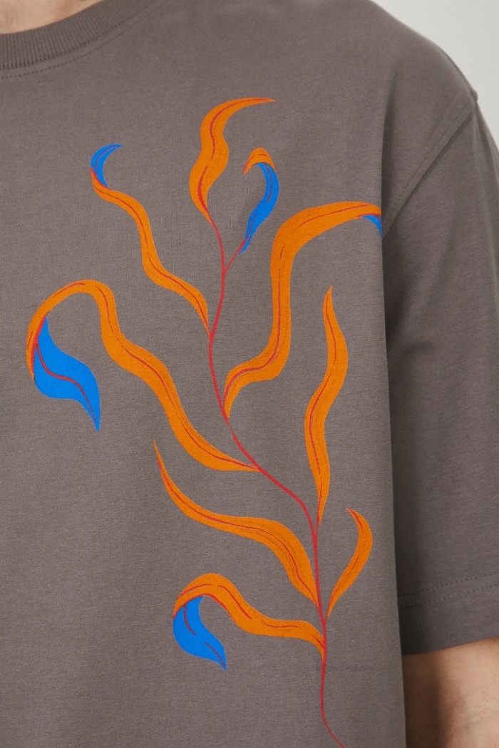 T-shirt bawełniany męski z elastanem by Patrycja Niewiadomska, Sense of Values kolor szary RS25-TSM650
