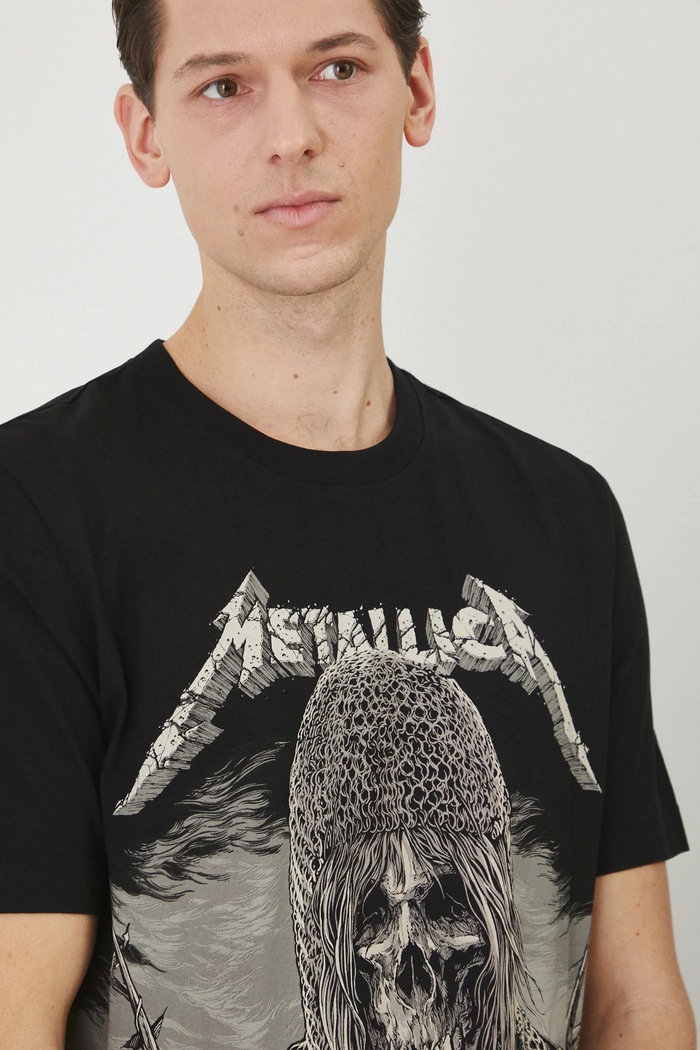 Bavlnené tričko pánske Metallica čierna farba čierna RS25-TSM671