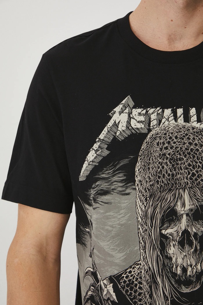 Bavlnené tričko pánske Metallica čierna farba RS25-TSM671 čierna