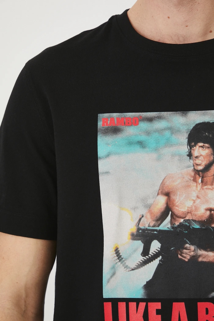 T-shirt bawełniany męski Rambo kolor czarny RS25-TSM677 czarny