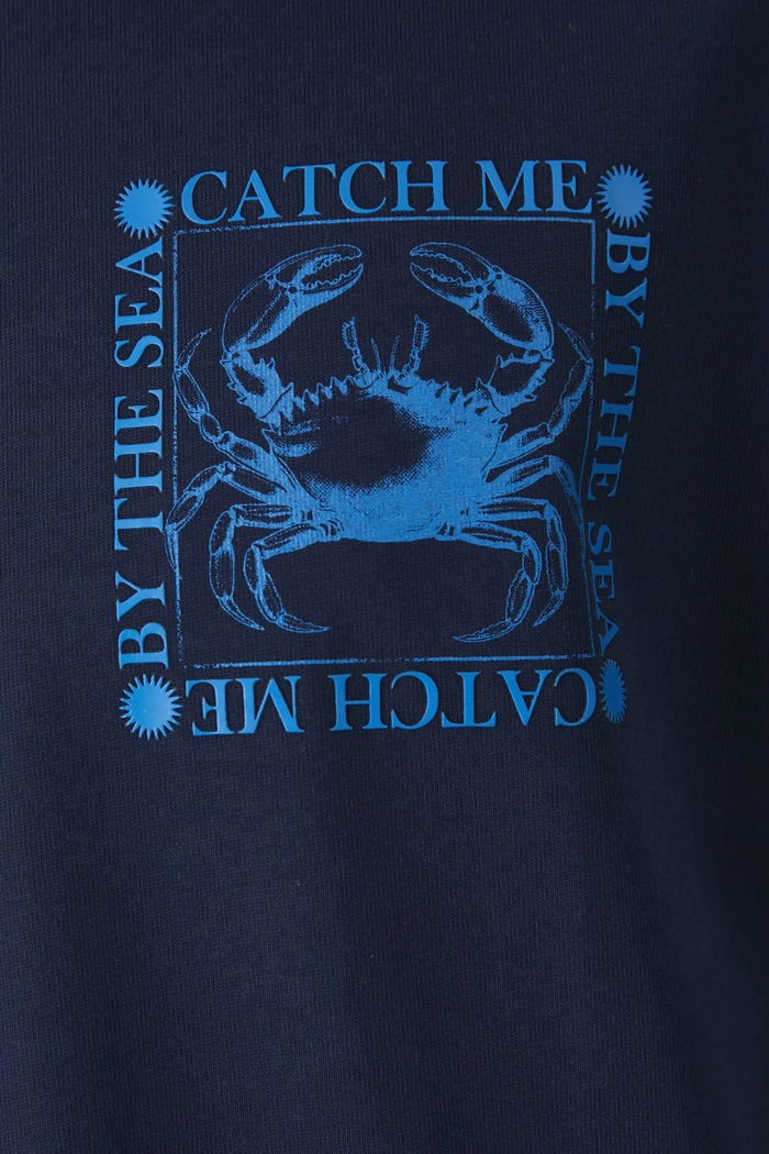T-shirt bawełniany męski z nadrukiem kolor granatowy RS25-TSM701 granatowy