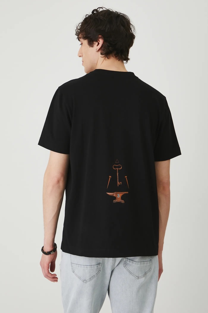 T-shirt bawełniany męski z kolekcji El Gato Chimney x Medicine kolor czarny czarny RS25-TSM852
