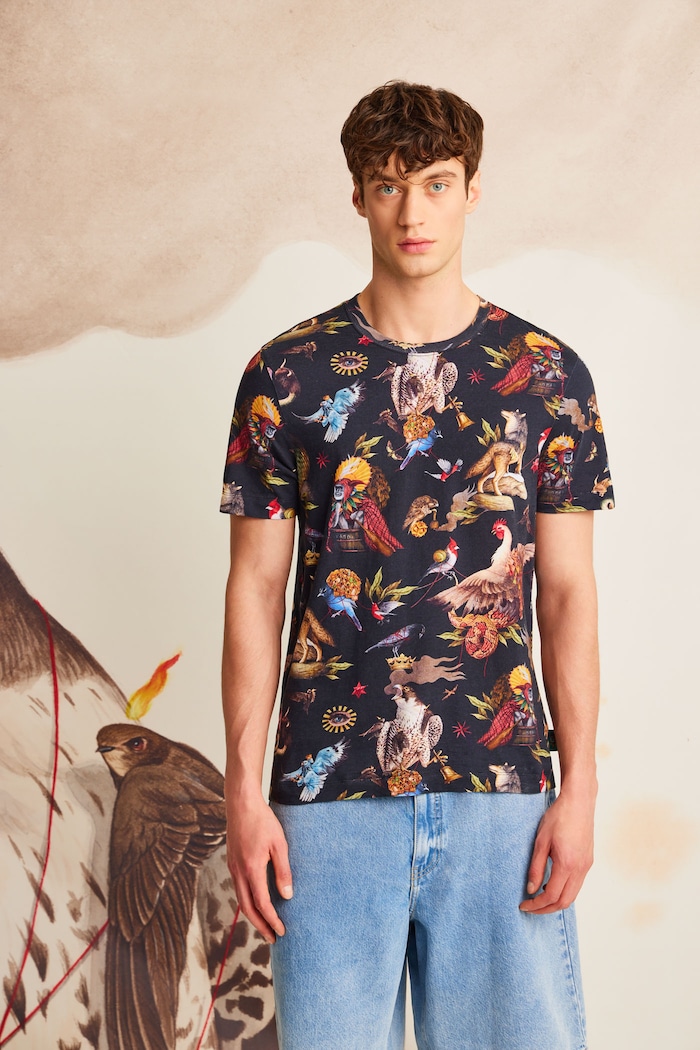 T-shirt bawełniany męski z kolekcji El Gato Chimney x Medicine kolor czarny bawełna czarny RS25-TSM858