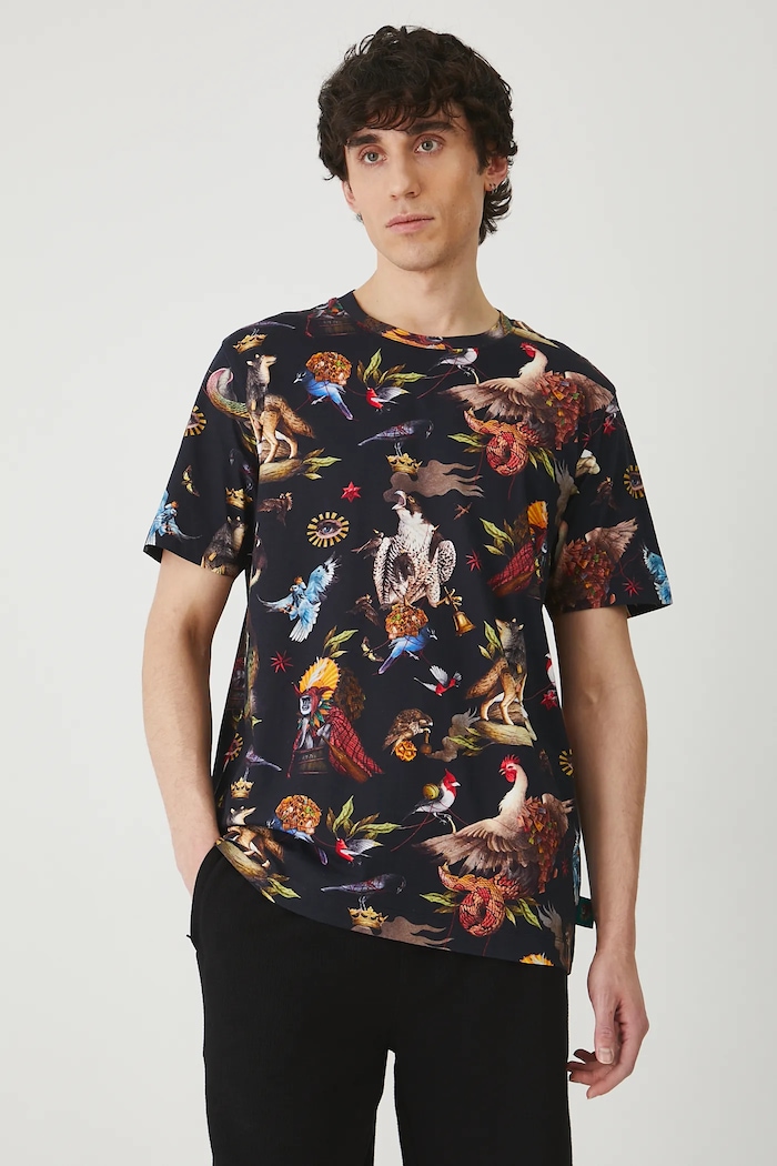 T-shirt bawełniany męski z kolekcji El Gato Chimney x Medicine kolor czarny RS25-TSM858 czarny RS25