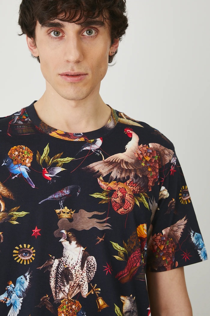T-shirt bawełniany męski z kolekcji El Gato Chimney x Medicine kolor czarny RS25-TSM858 czarny