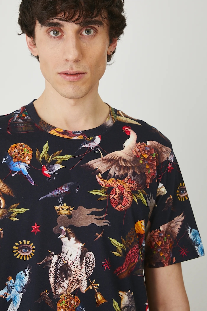 T-shirt bawełniany męski z kolekcji El Gato Chimney x Medicine kolor czarny RS25-TSM858 czarny
