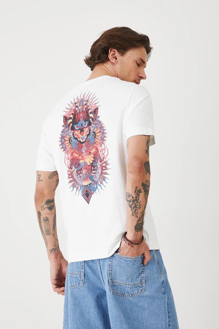 T-shirt bawełniany męski z nadrukiem kolor biały biały RS25.TSMA20