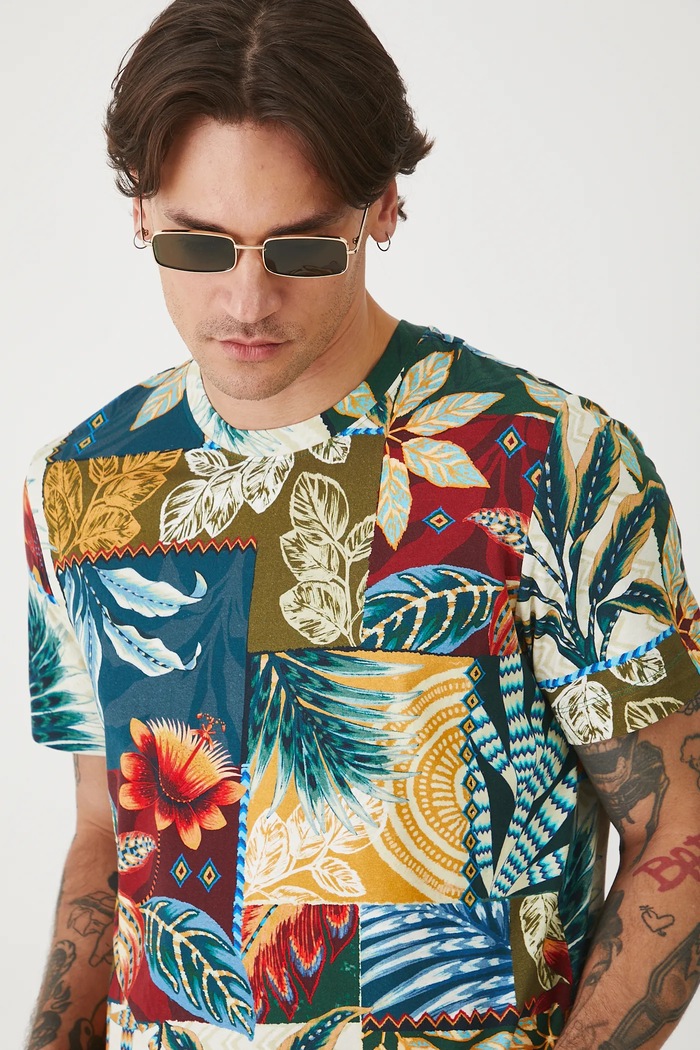 T-shirt bawełniany męski z elastanem wzorzysty kolor multicolor multicolor RS25-TSMA24