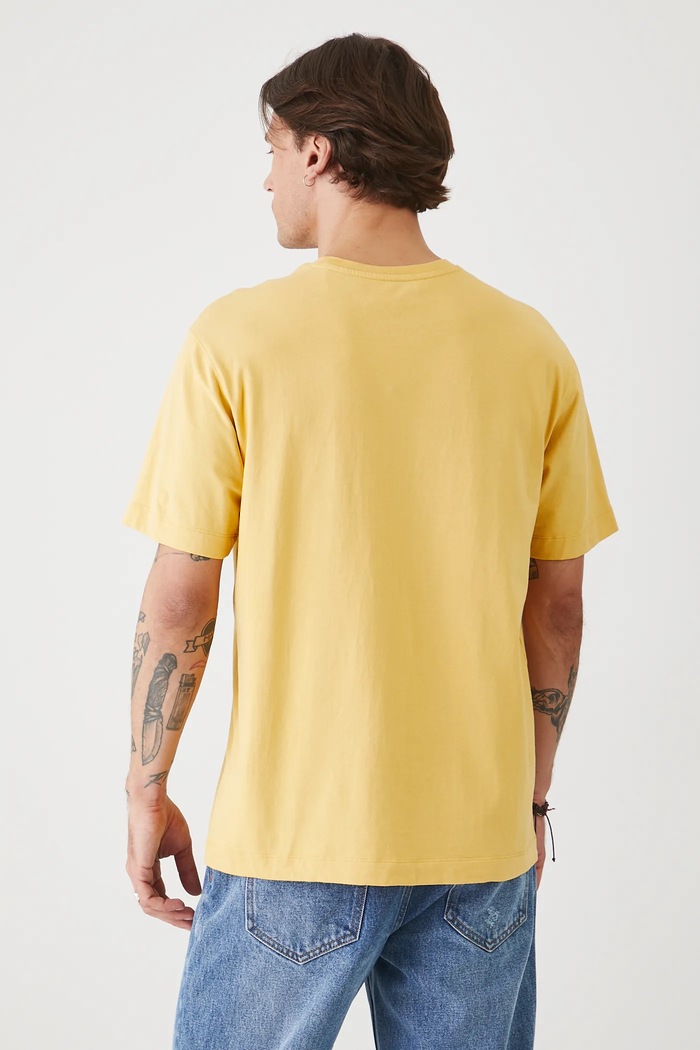 Odzież T-shirt bawełniany męski z elastanem z nadrukiem kolor żółty RS25-TSMA25 żółty