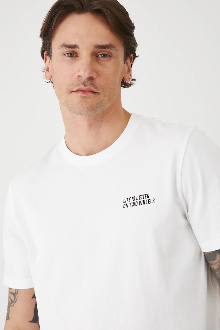T-shirt bawełniany męski z elastanem z nadrukiem kolor biały biały RS25.TSMA33