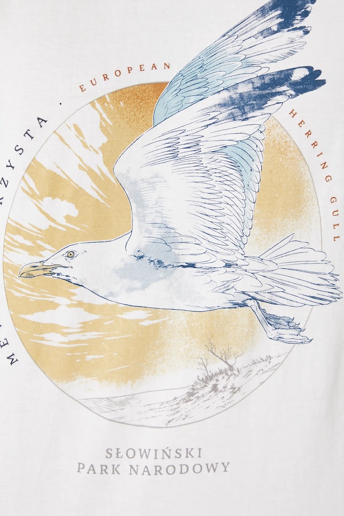 T-shirt bawełniany męski z kolekcji Medicine x Słowiński Park Narodowy kolor biały RS25-TSMA50