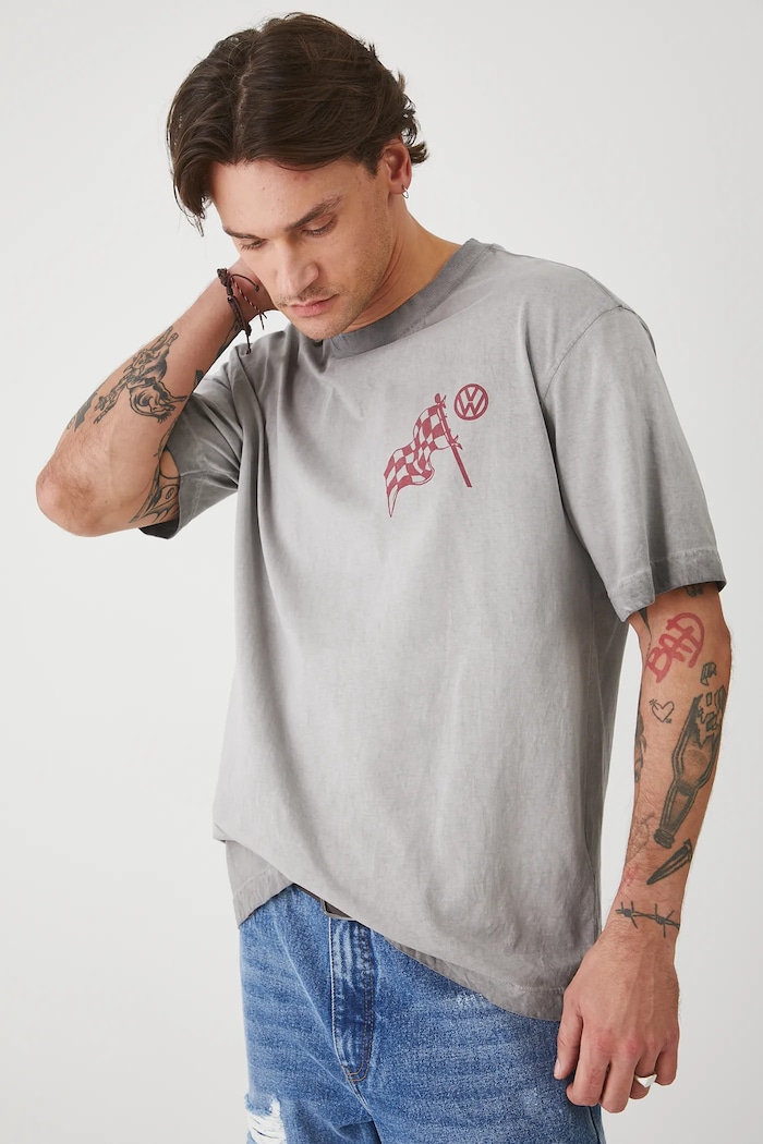 Odzież T-shirt bawełniany męski Volkswagen kolor szary RS25-TSMA76 szary