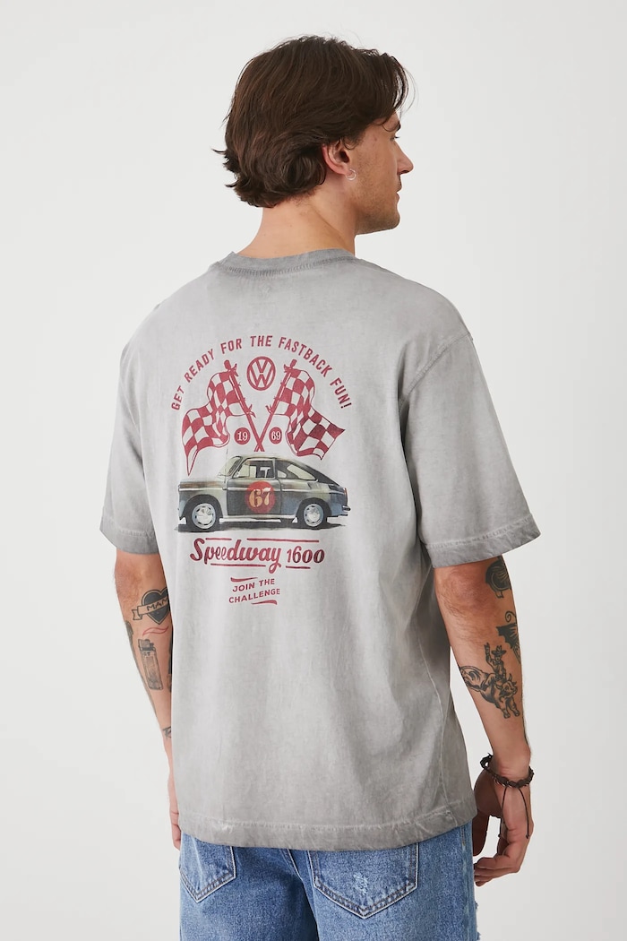 T-shirt bawełniany męski Volkswagen kolor szary szary RS25-TSMA76