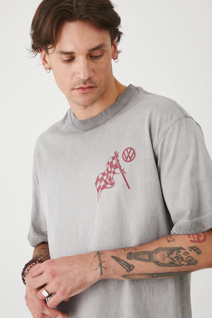 T-shirt bawełniany męski Volkswagen kolor szary RS25-TSMA76 szary