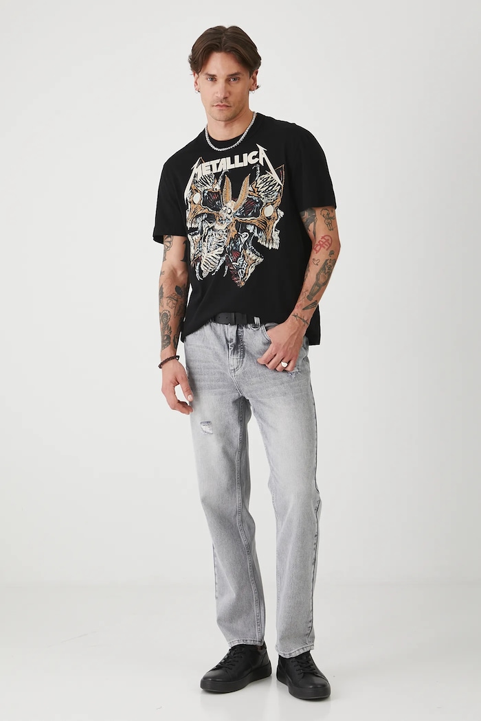 T-shirt bawełniany męski Metallica kolor czarny RS25-TSMA85 czarny RS25