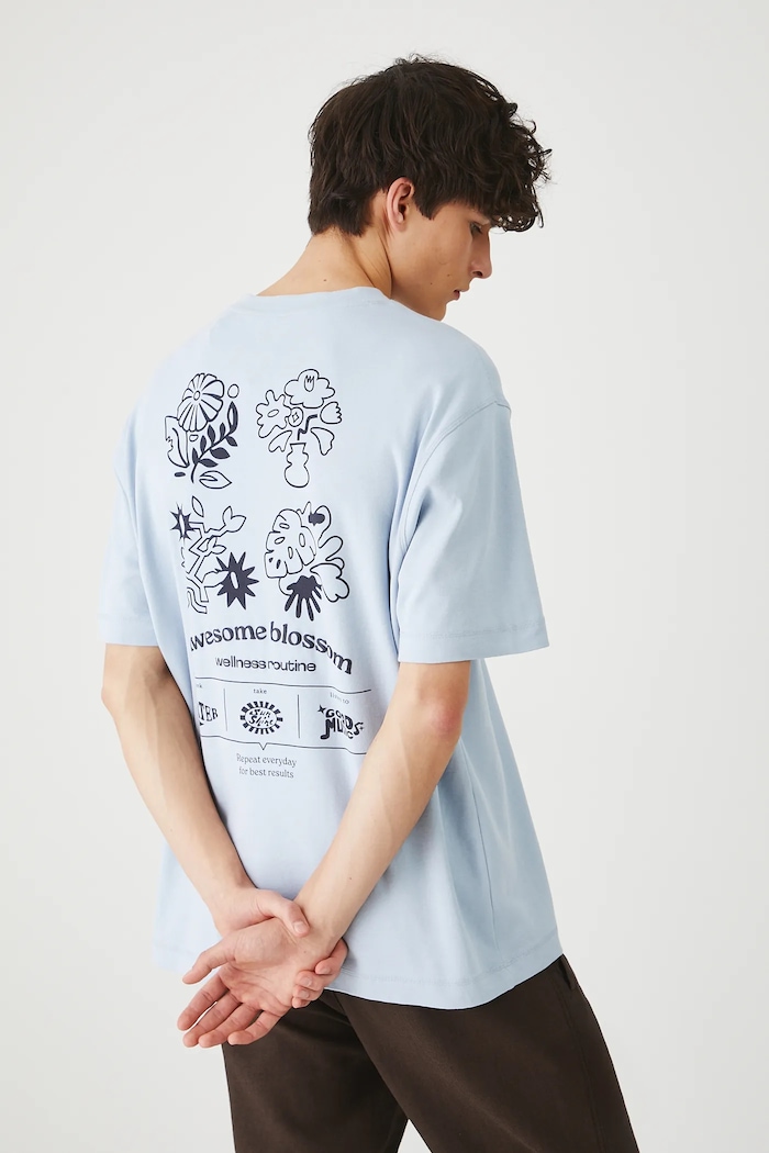T-shirt bawełniany męski interlock kolor niebieski okrągły niebieski RS25-TSMB08