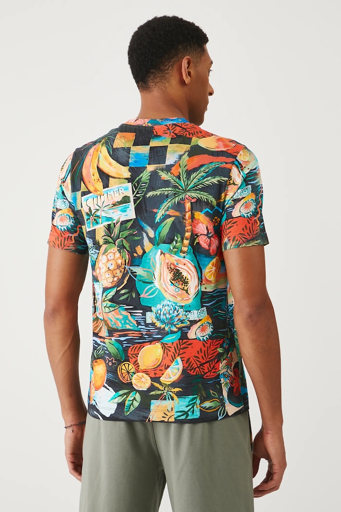 Odzież T-shirt bawełniany męski z elastanem wzorzysty kolor multicolor RS25-TSMB10 multicolor