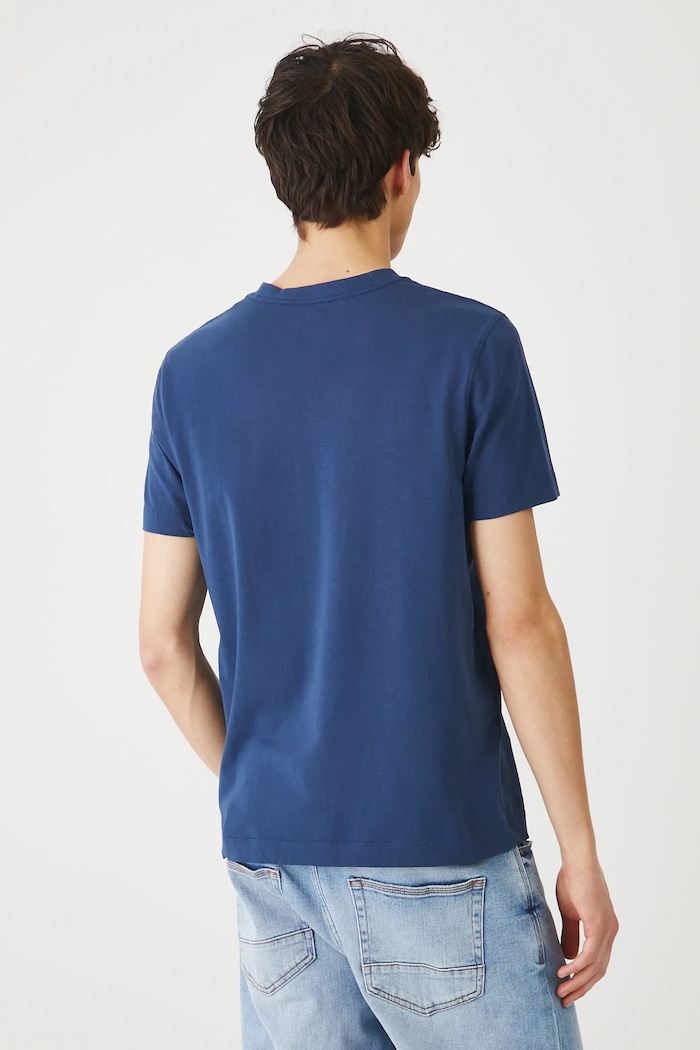 Odzież T-shirt bawełniany męski z elastanem z nadrukiem RS25-TSMB18 granatowy