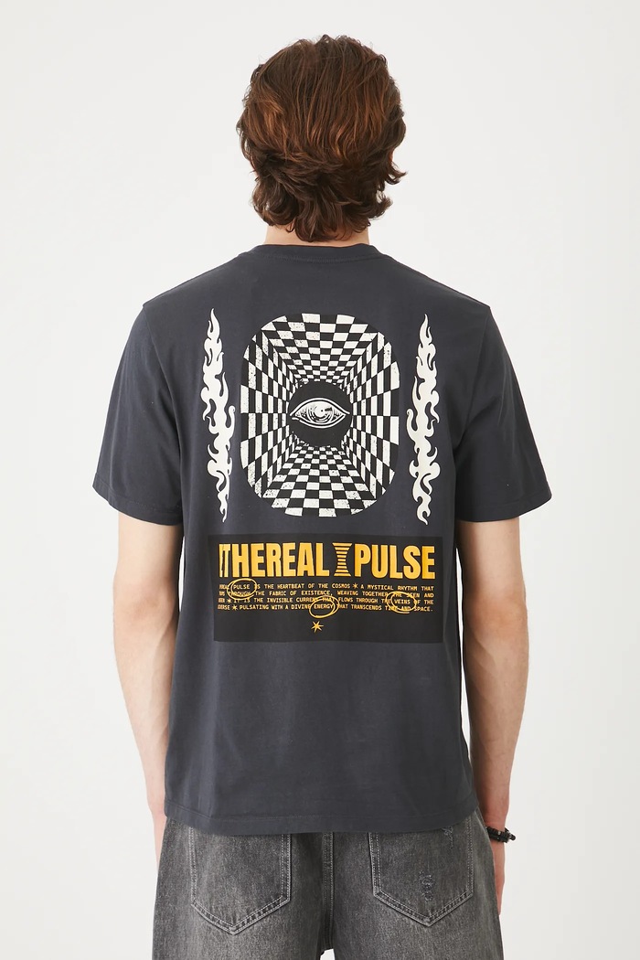 T-shirt bawełniany męski z nadrukiem szary RS25-TSMC21