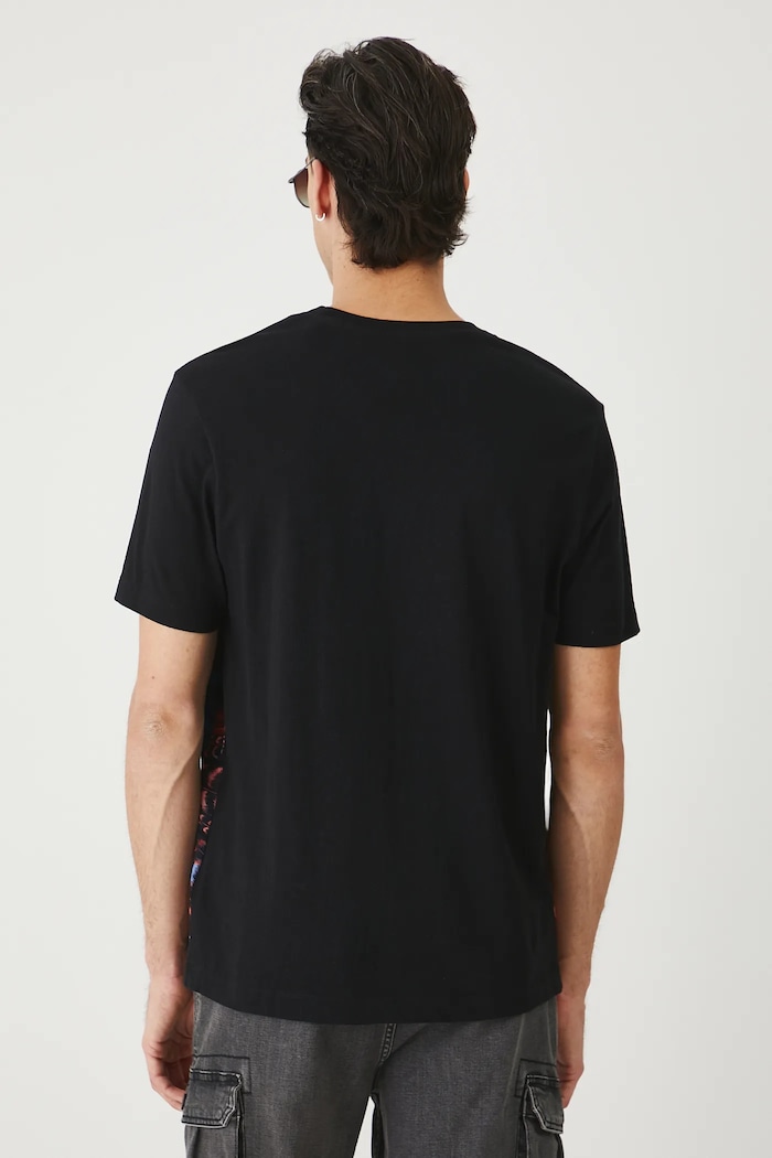 Odzież T-shirt bawełniany męski z nadrukiem kolor czarny RS25-TSMC24 czarny
