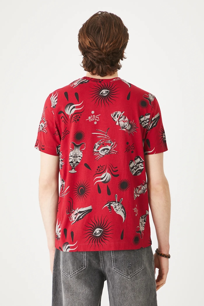T-shirt bawełniany męski Tattoo Art by Michał Kidacki czerwony RS25-TSMC51