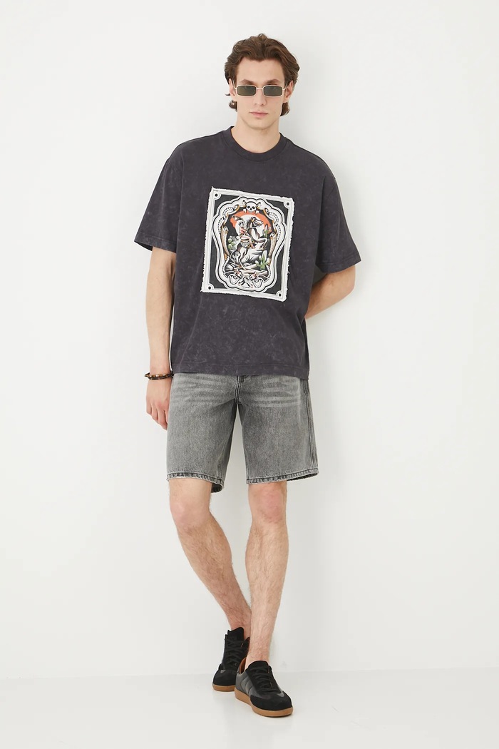 T-shirt bawełniany męski Tattoo Art by Ewelina Kubiak – Evel Qbiak Tattoo RS25-TSMC53 szary RS25