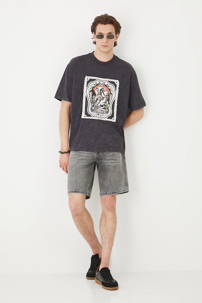 T-shirt bawełniany męski Tattoo Art by Ewelina Kubiak – Evel Qbiak Tattoo RS25-TSMC53 szary RS25