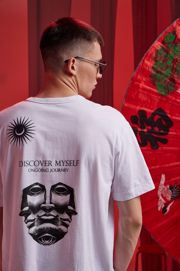 T-shirt bawełniany męski Tattoo Art by Michał Kidacki okrągły biały RS25-TSMC56