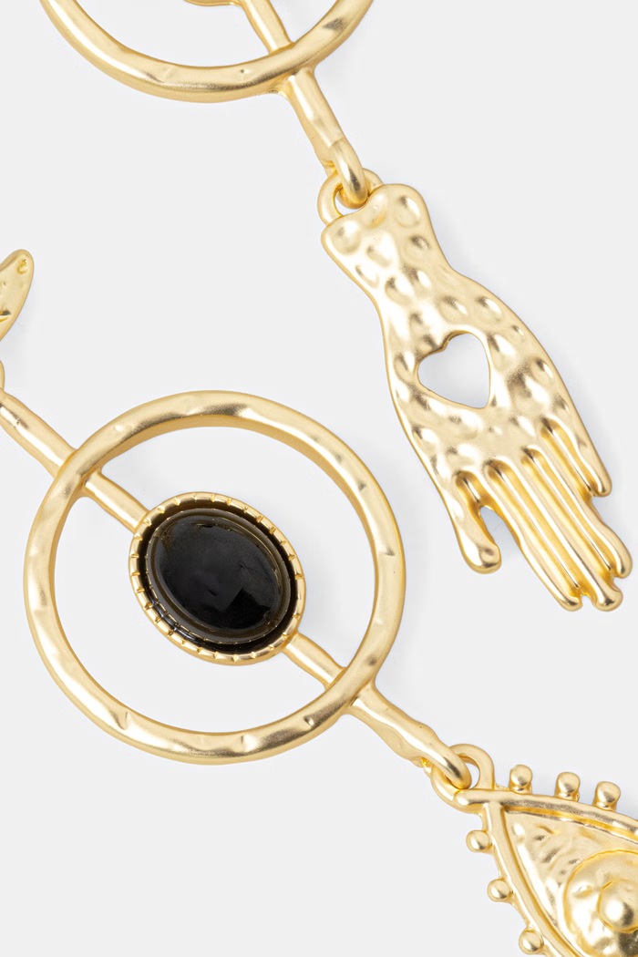 Medicine сережки жіночі металеві з агатом RS26-AUD704 золотий RS26