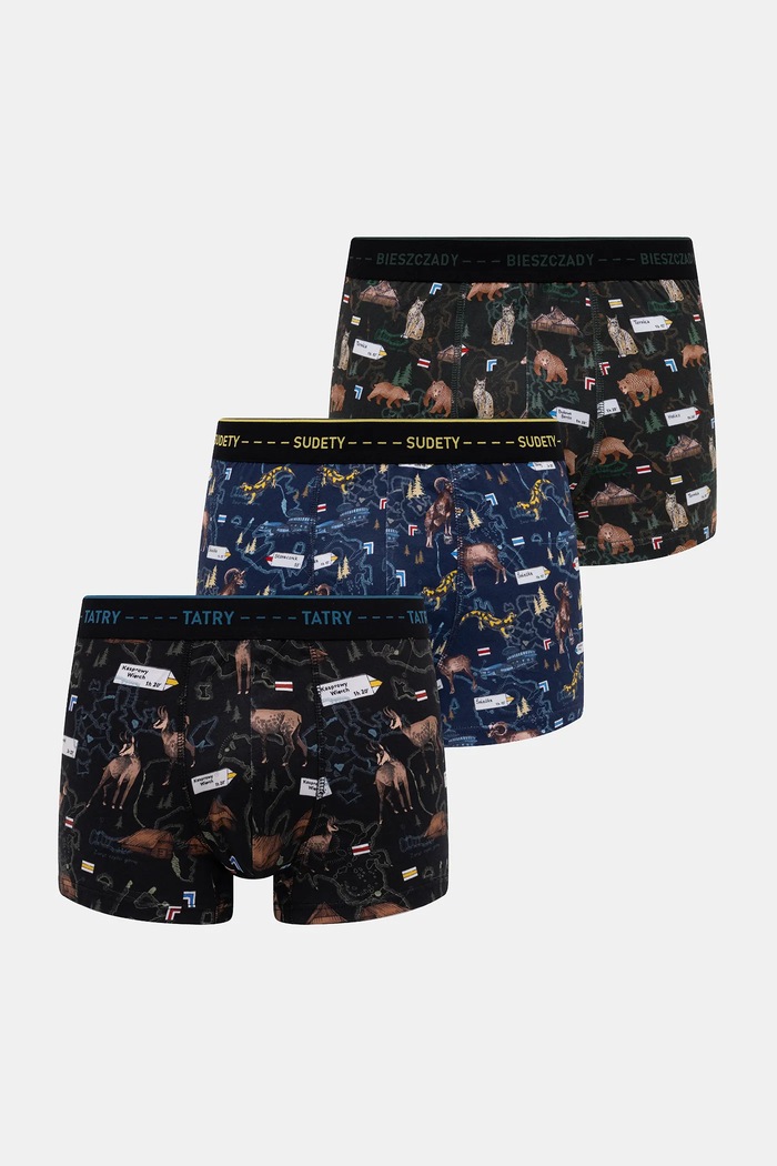 Bavlnené boxerky vzorované s elastanom (3-pack) RS26-BBM200 viacfarebná RS26