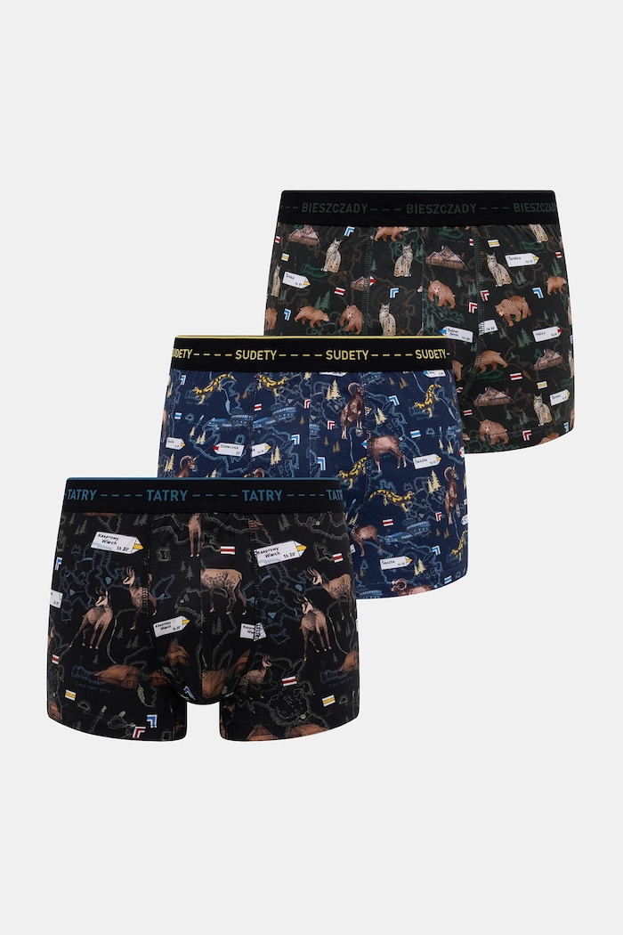 Bavlnené boxerky vzorované s elastanom (3-pack) RS26-BBM200 viacfarebná RS26