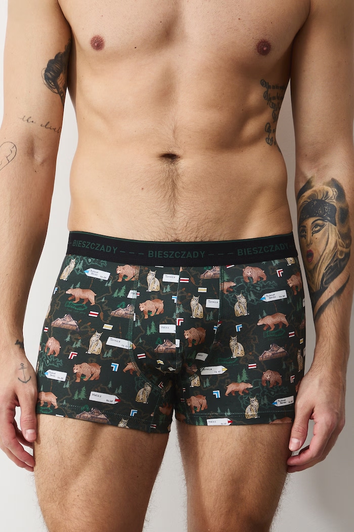Bavlnené boxerky vzorované s elastanom (3-pack) RS26-BBM200