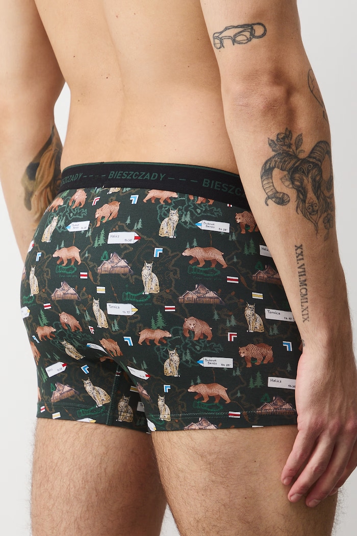 Bavlnené boxerky vzorované s elastanom (3-pack) RS26-BBM200