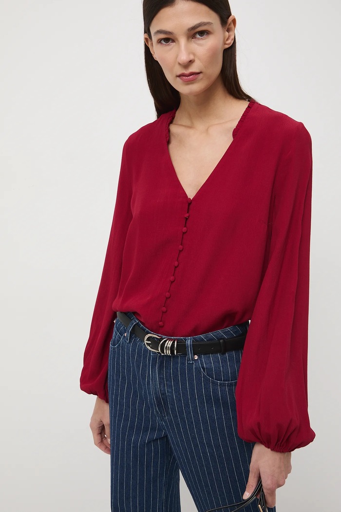 Blúzka z viskózy hladká RS26-BDD011 burgundské RS26