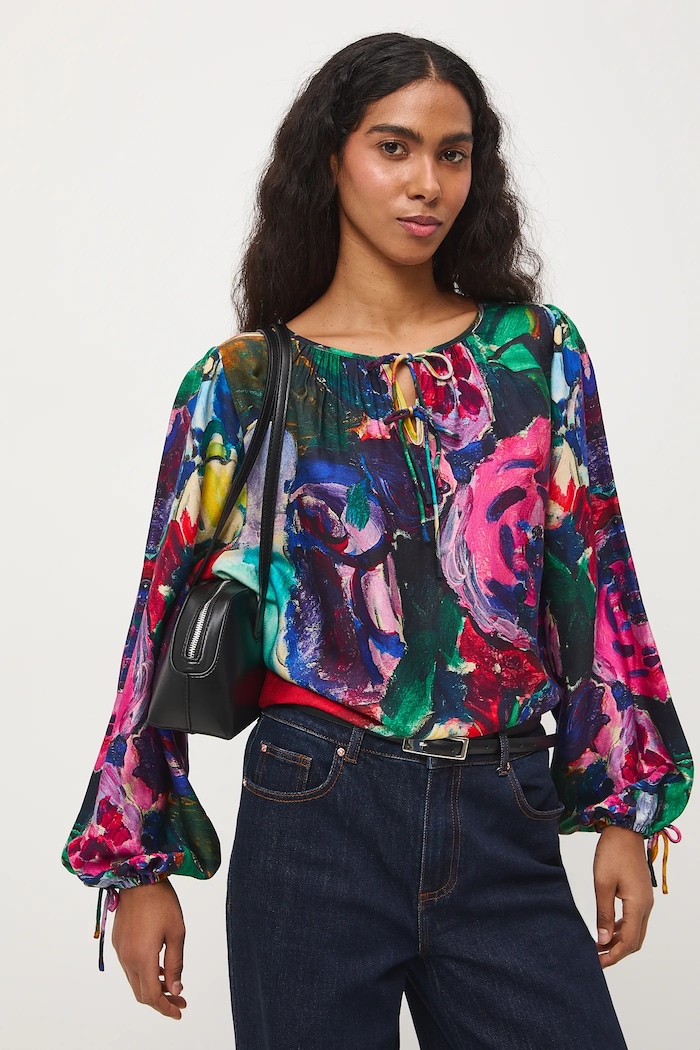 Bluzka damska z kolekcji Eviva L'arte wzorzyste multicolor RS26-BDD250