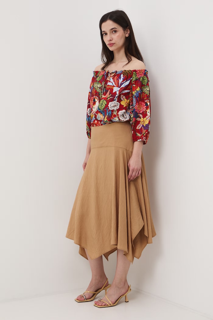 Bluzka hiszpanka damska z wiskozą RS26-BKD072 multicolor RS26