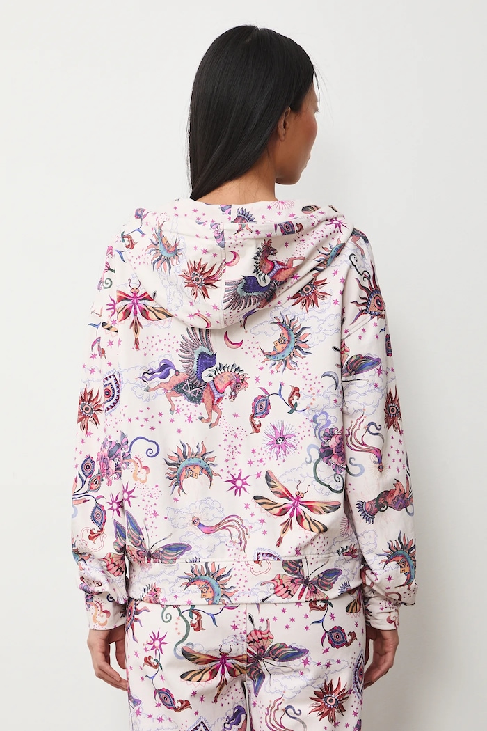 Odzież Bluza bawełniana damska z elastanem wzorzysta RS26-BLD031 beżowy