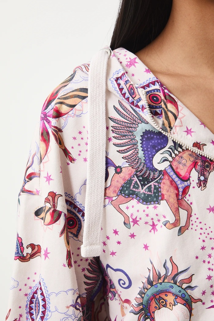 Bluza bawełniana damska z elastanem wzorzysta RS26-BLD031 beżowy