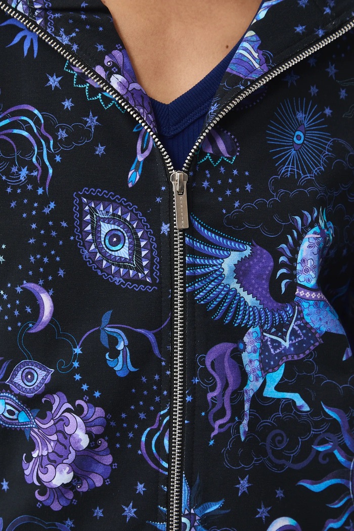 Bluza bawełniana damska z elastanem wzorzysta RS26-BLD031 granatowy