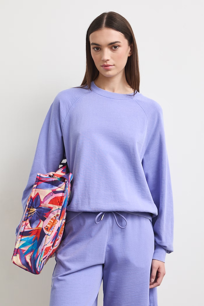 Bluza damska bawełniana z efektem sprania fioletowy RS26-BLD090