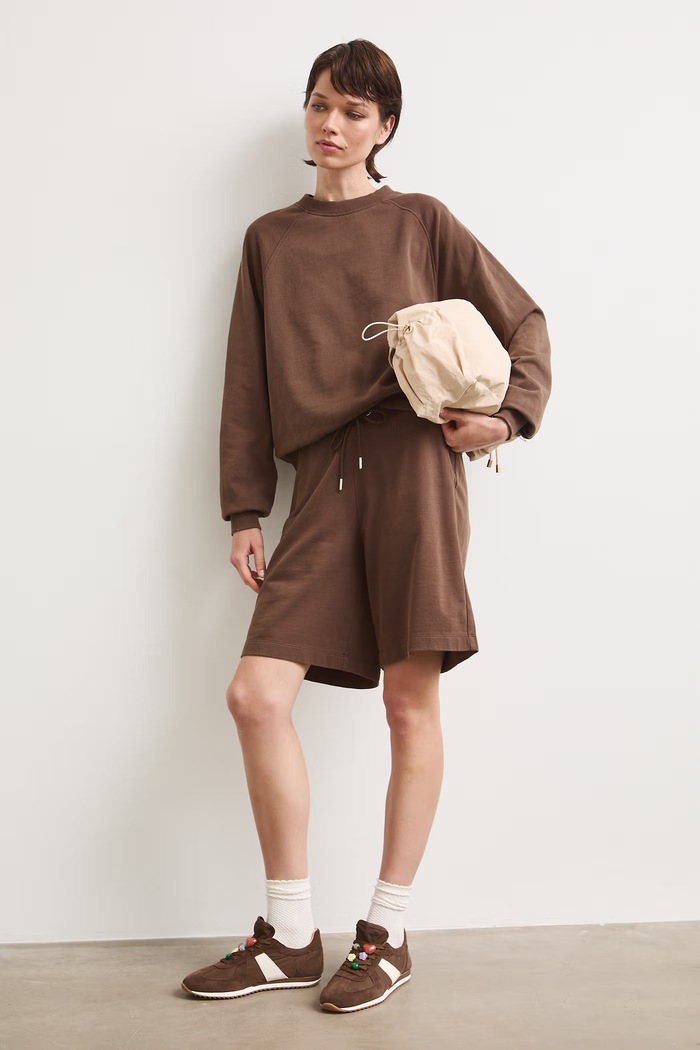 Bluza damska bawełniana z efektem sprania RS26-BLD090 brązowy RS26