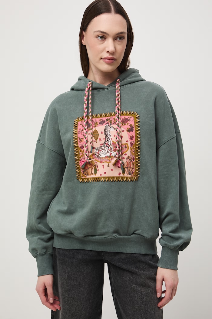 Bluza z kapturem damska bawełniana z kolekcji Ilona Tambor x Medicine RS26-BLD651 zielony RS26