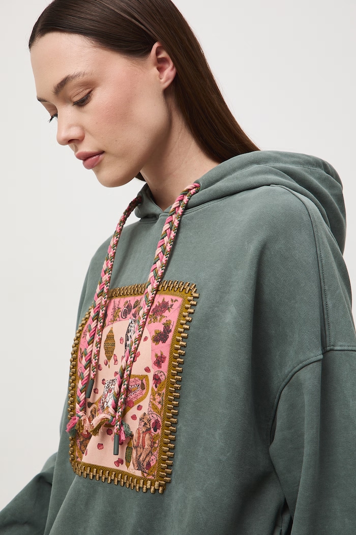 Bluza z kapturem damska bawełniana z kolekcji Ilona Tambor x Medicine RS26-BLD651 zielony
