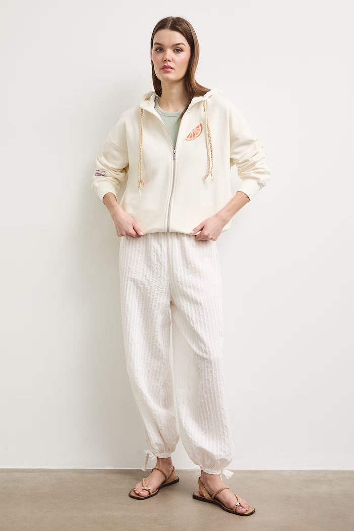 Bluza rozpinana z kapturem damska z bawełną RS26-BLDA01 beżowy RS26