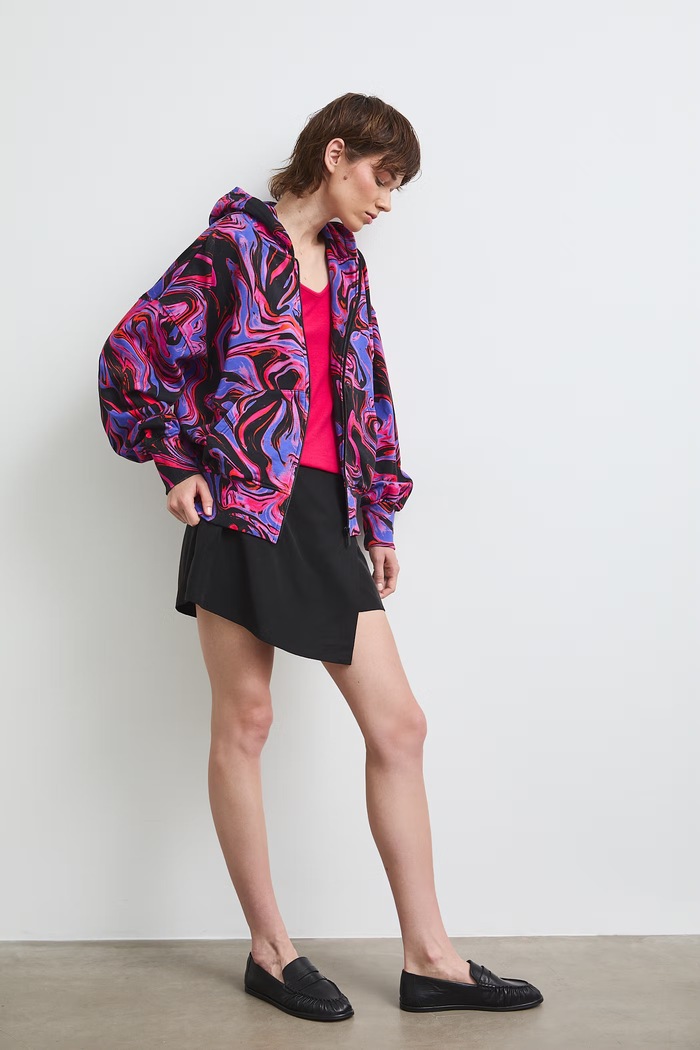 Bluza rozpinana z kapturem damska bawełniana multicolor RS26-BLDC00