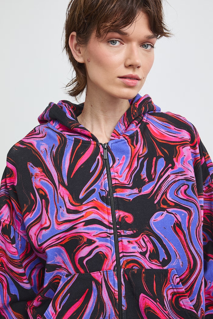 Bluza rozpinana z kapturem damska bawełniana multicolor RS26-BLDC00