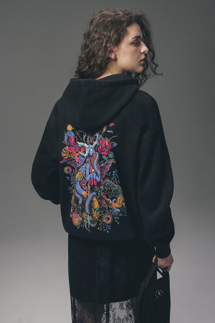 Bluza z kapturem damska z bawełną z kolekcji Tattoo Art by Mattia Provezza czarny RS26-BLDC51